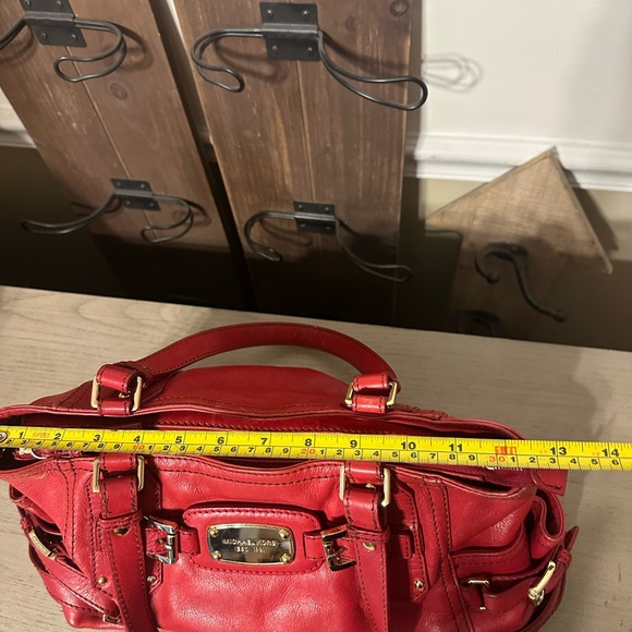 Michael Kors Cherry Red Shoulder Bag Gold Accent features - Picture 12 of 12